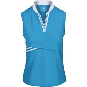 NIVO Ladies Hope Mock Sleeveless Golf Shirt In Vivid Turquoise S.